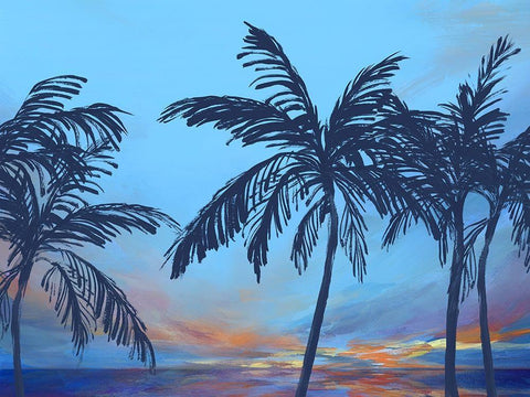 Sunset Beach White Modern Wood Framed Art Print with Double Matting by Isabelle Z