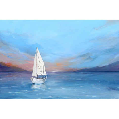 Sunset Sailboat  Black Modern Wood Framed Art Print by Isabelle Z