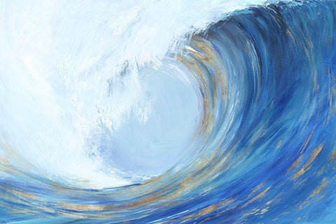 Wave Curl II  Black Ornate Wood Framed Art Print with Double Matting by Isabelle Z
