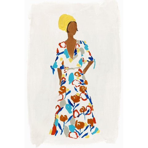 Floral Fashion II Black Modern Wood Framed Art Print with Double Matting by Isabelle Z