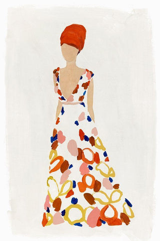 Floral Fashion III White Modern Wood Framed Art Print with Double Matting by Isabelle Z