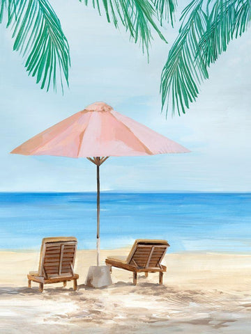 Sunny Beach Days  White Modern Wood Framed Art Print with Double Matting by Isabelle Z