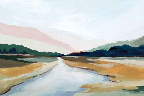 Hope Creek White Modern Wood Framed Art Print with Double Matting by Isabelle Z