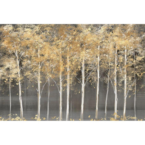 Golden Forest Light  White Modern Wood Framed Art Print by Isabelle Z