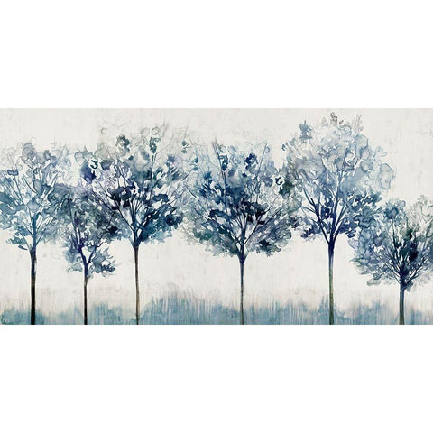 Indigo Forest Light Black Modern Wood Framed Art Print with Double Matting by Isabelle Z