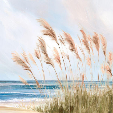 Beach Pampas Black Modern Wood Framed Art Print by Isabelle Z