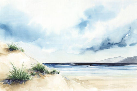 Sandy Beach I White Modern Wood Framed Art Print with Double Matting by Isabelle Z
