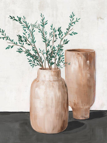 Blissful Vases  Black Ornate Wood Framed Art Print with Double Matting by Isabelle Z
