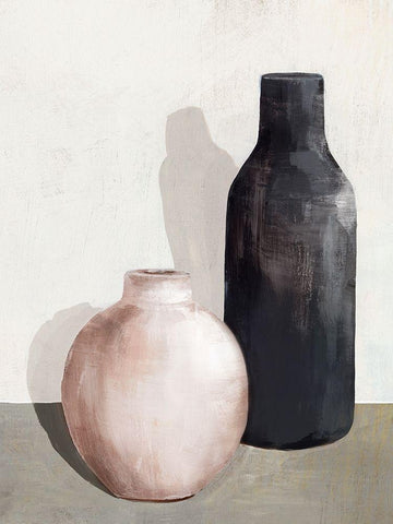 Vases I White Modern Wood Framed Art Print with Double Matting by Isabelle Z