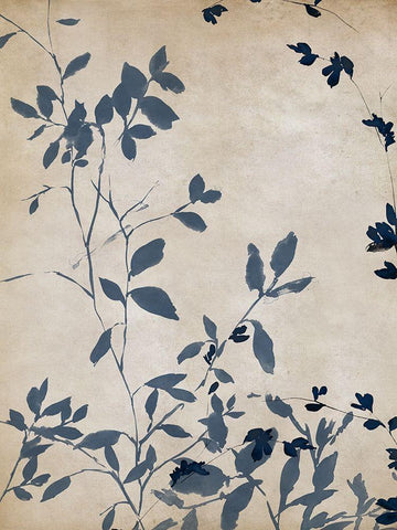 Indigo leaves Touch I Black Ornate Wood Framed Art Print with Double Matting by Isabelle Z