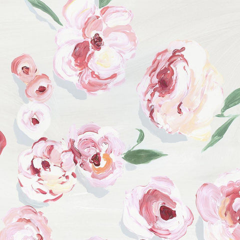 Pink Rose Garden I White Modern Wood Framed Art Print by Isabelle Z