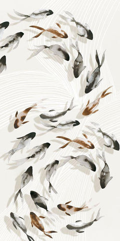 Water Dance I White Modern Wood Framed Art Print with Double Matting by Isabelle Z