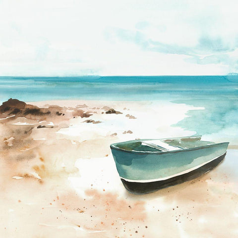 Little boat on the Shore I Gold Ornate Wood Framed Art Print with Double Matting by Isabelle Z