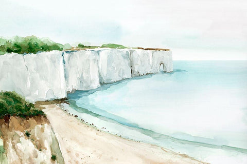 A Cliff by the Sea White Modern Wood Framed Art Print with Double Matting by Isabelle Z