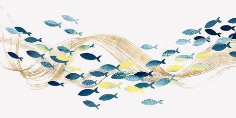 Under Water Sea Life White Modern Wood Framed Art Print with Double Matting by Isabelle Z