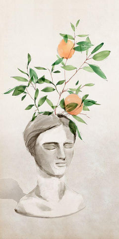 Head Planter II Black Ornate Wood Framed Art Print with Double Matting by Isabelle Z