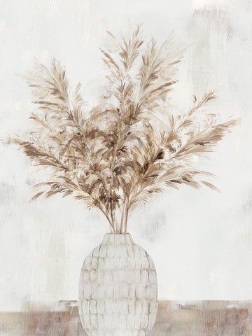 Pampas Vase II White Modern Wood Framed Art Print with Double Matting by Isabelle Z