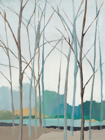 Winter Trees II White Modern Wood Framed Art Print with Double Matting by Isabelle Z