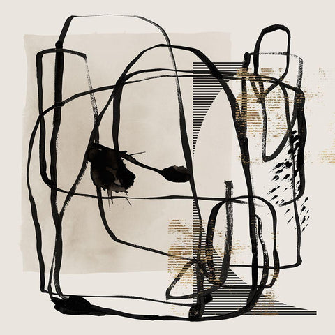 Blotted I Black Modern Wood Framed Art Print with Double Matting by Isabelle Z