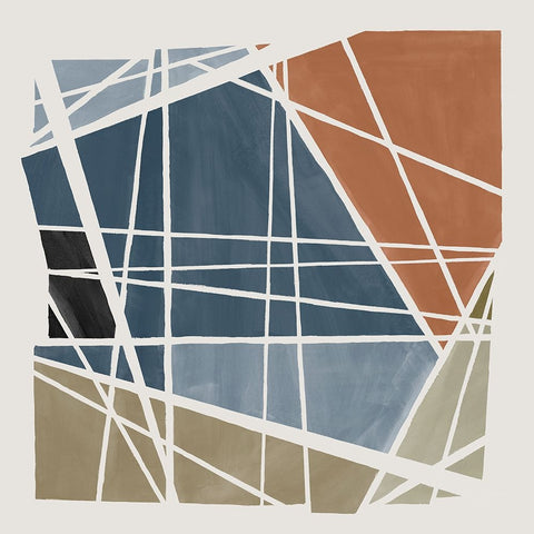 Pieces Together II White Modern Wood Framed Art Print with Double Matting by Isabelle Z