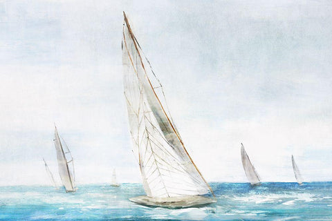 Set Sail I  Black Ornate Wood Framed Art Print with Double Matting by Isabelle Z