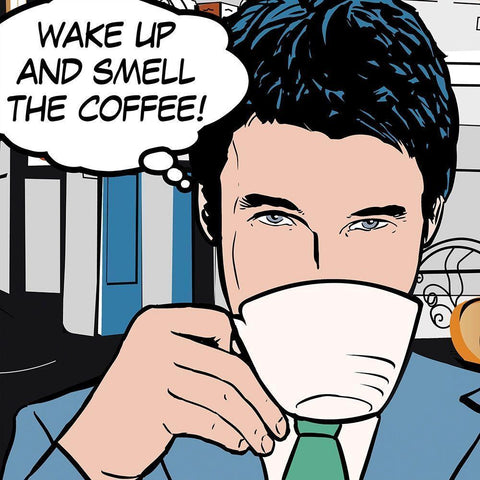 Java Comic I White Modern Wood Framed Art Print with Double Matting by Fischer, David