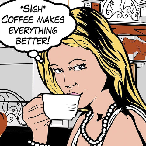 Java Comic III White Modern Wood Framed Art Print with Double Matting by Fischer, David