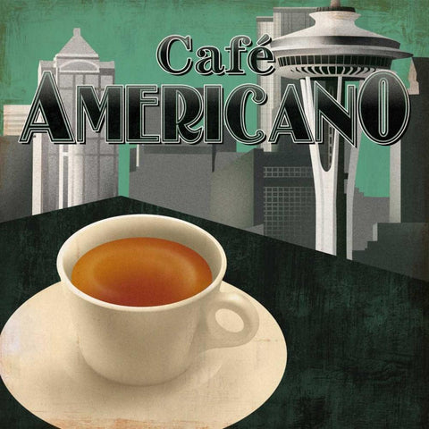 Cafe Americano Gold Ornate Wood Framed Art Print with Double Matting by Fischer, David