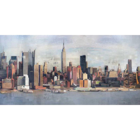 New York Skyline Black Modern Wood Framed Art Print by Fischer, David