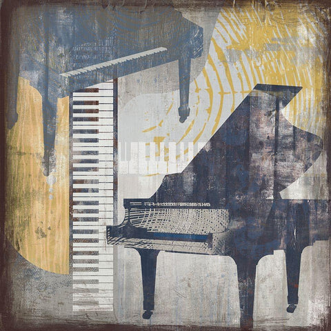 Pianos Black Modern Wood Framed Art Print with Double Matting by Fischer, David