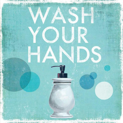 Wash Your Hands White Modern Wood Framed Art Print by Fontaine, Drako