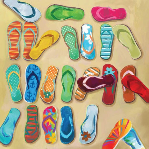 Flip Flops I Black Modern Wood Framed Art Print by Fontaine, Drako