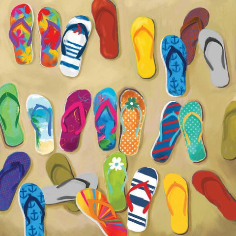 Flip Flops II White Modern Wood Framed Art Print by Fontaine, Drako