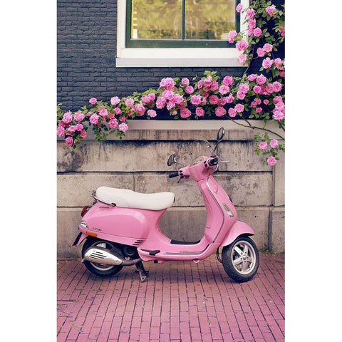 Vespa Black Modern Wood Framed Art Print with Double Matting by Lane, Georgianna