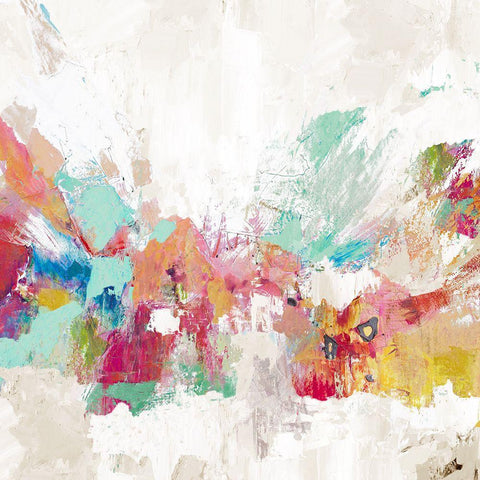Colorful Euphoria White Modern Wood Framed Art Print with Double Matting by Gardner, Jennifer