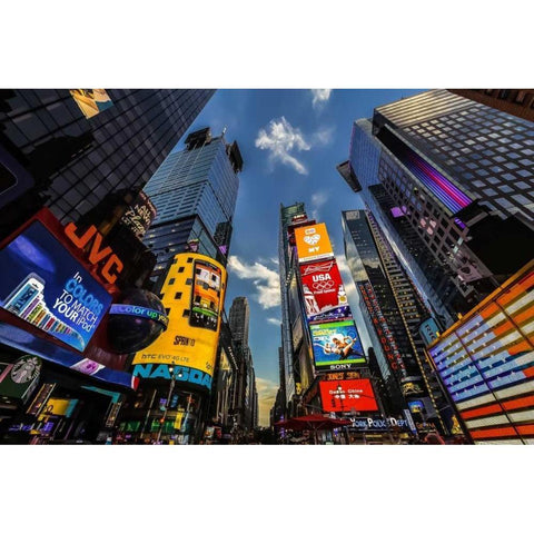 Times Square Towers White Modern Wood Framed Art Print by Gaudet, Guilliame
