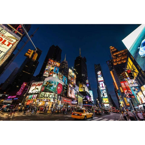 Times Square Billboards Black Modern Wood Framed Art Print with Double Matting by Gaudet, Guilliame