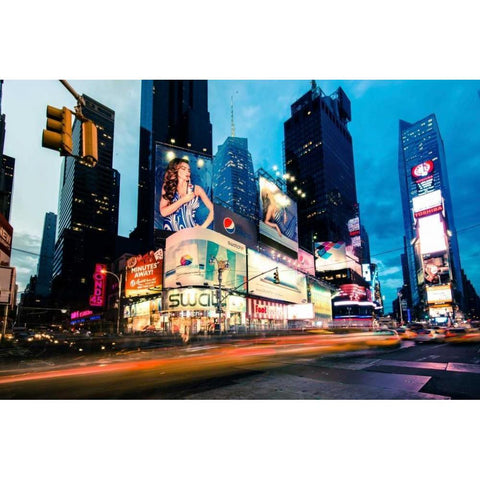 Times Square Rays of Light II White Modern Wood Framed Art Print by Gaudet, Guilliame