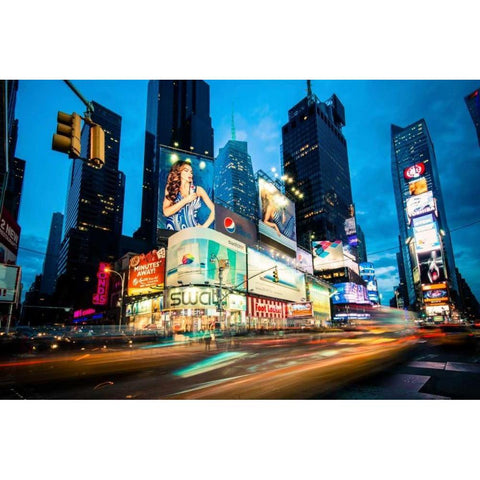 Times Square Rays of Light III White Modern Wood Framed Art Print by Gaudet, Guilliame