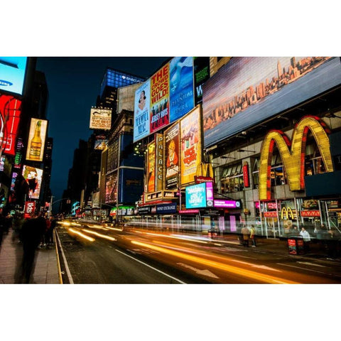 Times Square Rays of Light IV Black Modern Wood Framed Art Print with Double Matting by Gaudet, Guilliame