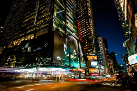 Times Square Rays of Light V White Modern Wood Framed Art Print with Double Matting by Gaudet, Guilliame