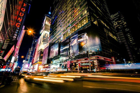 Times Square Rays of Light VI White Modern Wood Framed Art Print with Double Matting by Gaudet, Guilliame