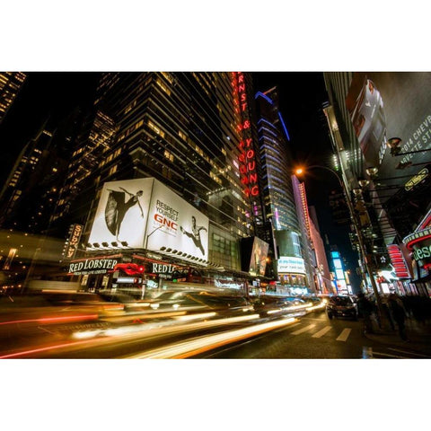 Times Square Rays of Light VII Black Modern Wood Framed Art Print by Gaudet, Guilliame