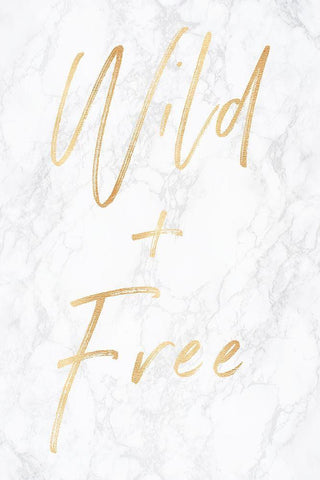 Wild and Free Gold on Marble Quote Portrait Black Ornate Wood Framed Art Print with Double Matting by Nature Magick