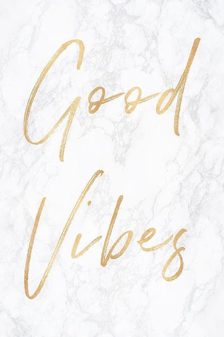 Good Vibes on Marble Quote Portrait White Modern Wood Framed Art Print with Double Matting by Nature Magick
