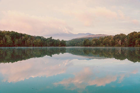 Turquoise Lake Summer Mountain Sunrise Pastel Sky Black Ornate Wood Framed Art Print with Double Matting by Nature Magick