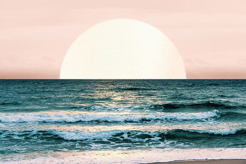 Summer Ocean Sunset White Modern Wood Framed Art Print with Double Matting by Nature Magick