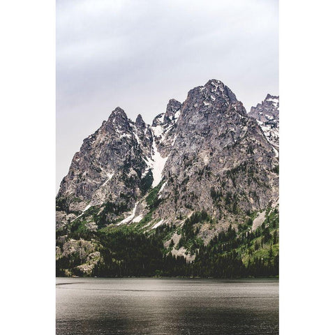 Mountain Lake and Forest Black Modern Wood Framed Art Print by Nature Magick