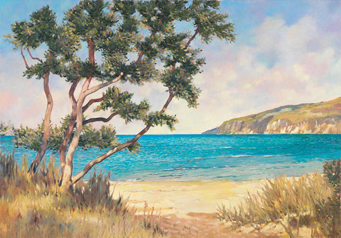 On the Beach I White Modern Wood Framed Art Print with Double Matting by Reynolds, Graham