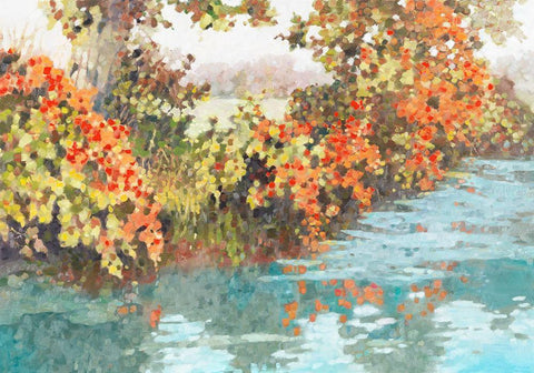 Stream Side III  White Modern Wood Framed Art Print with Double Matting by Reynolds, Graham